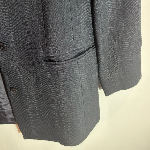 EMANUEL UNGARO Sz 6 Textured Pattern Lined Longer Line Smooth Lapel Blazer - Picture 3 of 10